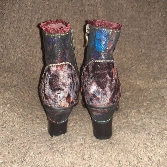 LAURA VITA-Amelia-Multicolor Velvet/Leather-Steampunk/Victorian Booties-Sz 37-NM - Picture 4 of 6
